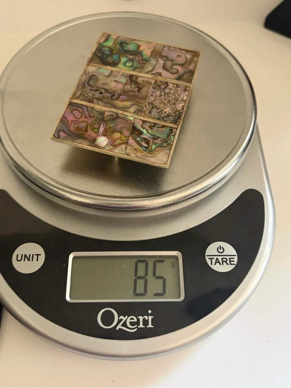 Vintage Abalone Inlay Silver Tone Belt Buckle
